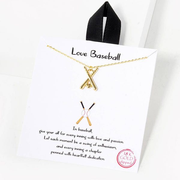 Love Baseball baseball bat with heart charm dainty necklace