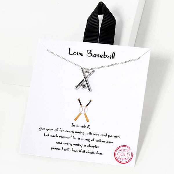 Love Baseball baseball bat with heart charm dainty necklace