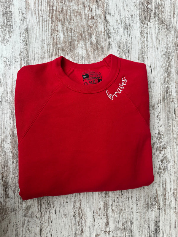 THS Braves Script Neckline Crewneck