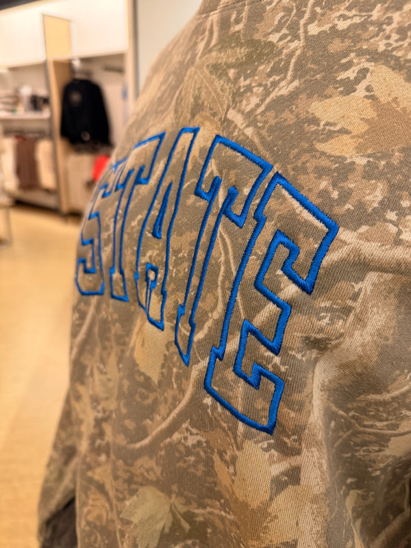 State Embroidered Camo Crewneck