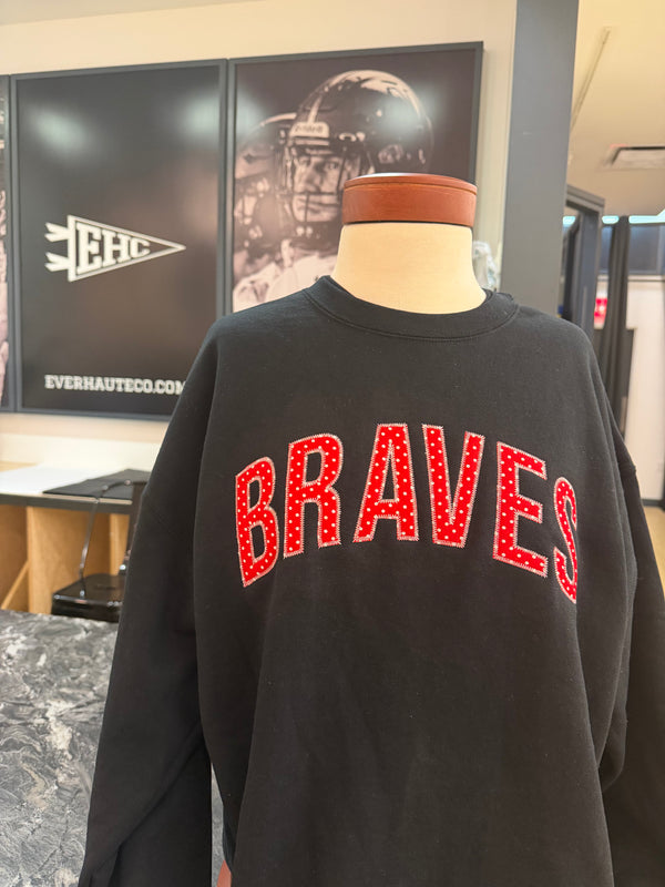THS Braves Polka Dot Applique Crewneck Sweater