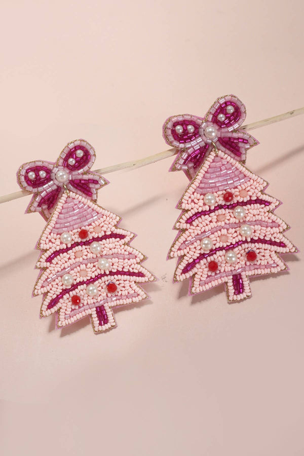 Christmas Tree Bow Seed Earrings