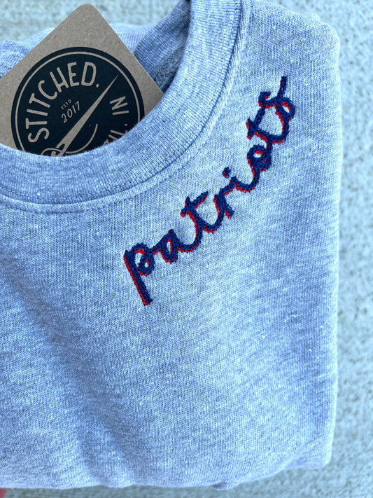 THN Patriots Embroidered Neckline Crewneck Sweater