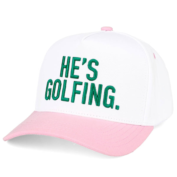 C.C HE'S GOLFING Letter Embroidered on Two Tone Trucker Hat