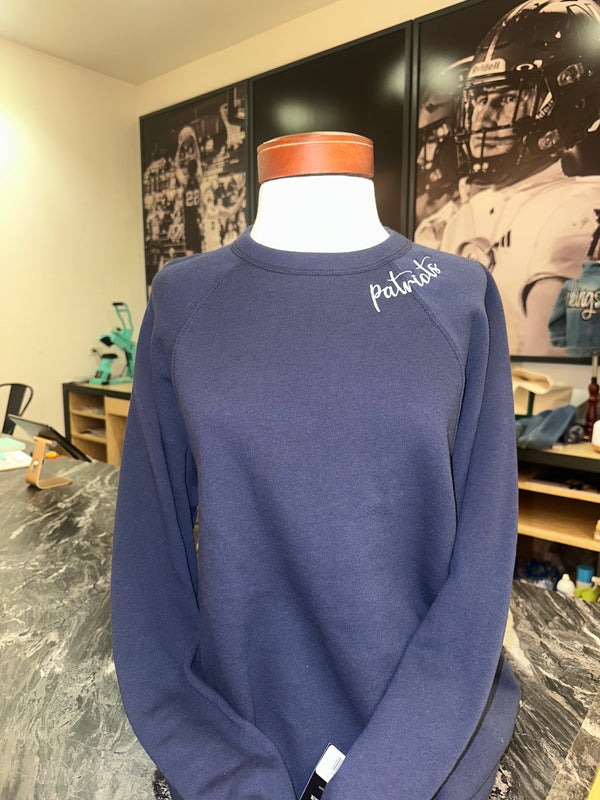 THN Patriots Script Neckline Crewneck Sweater