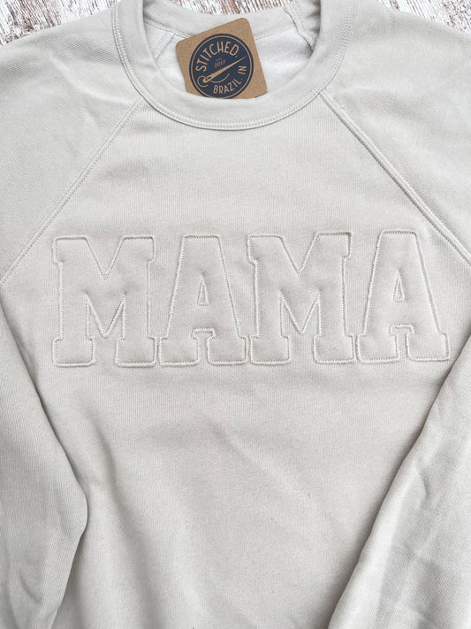 MAMA Embroidered Crewneck Sweater - Cream