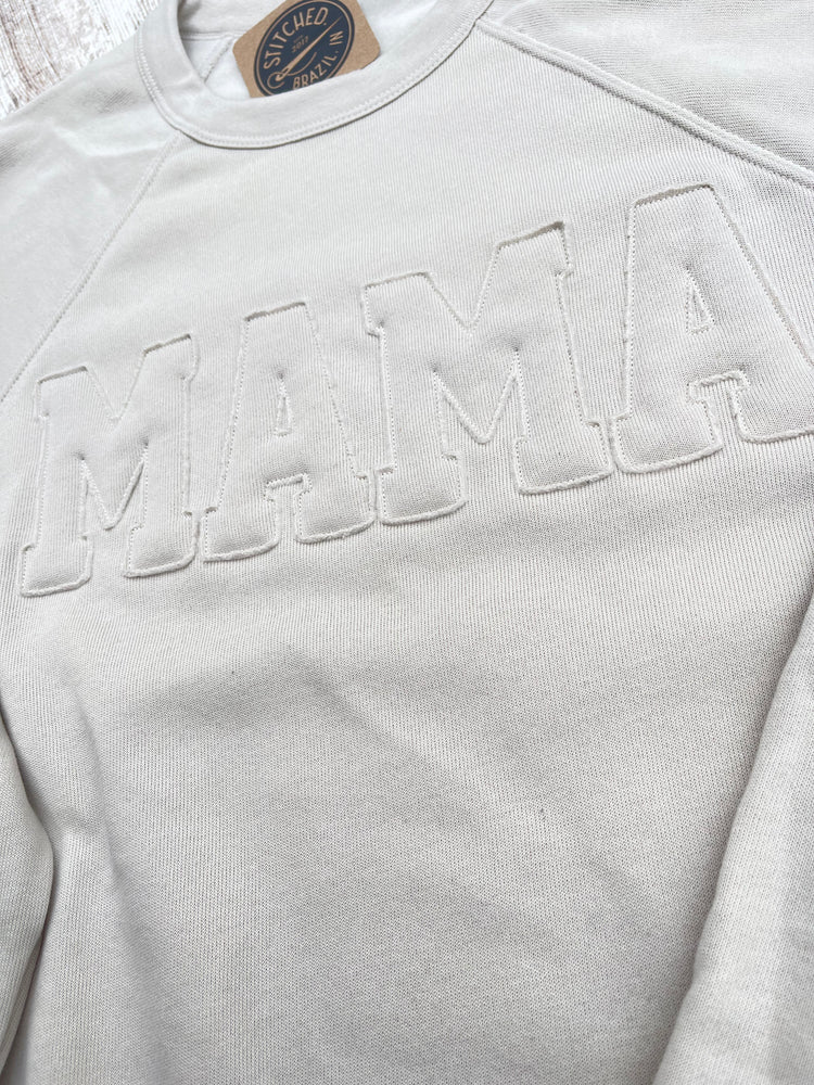 MAMA Embroidered Crewneck Sweater - Cream