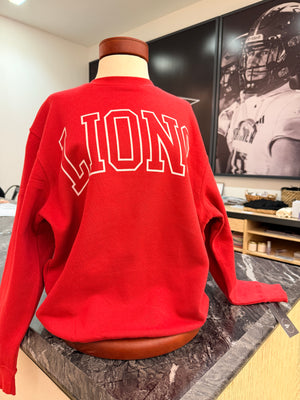 MHS Lions Oversized Print Crewneck Sweater