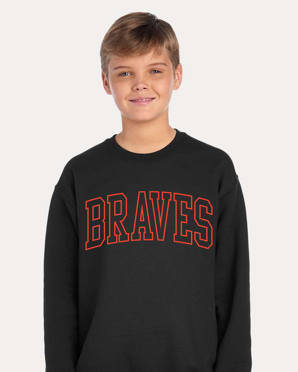 THS Braves Youth Outline Crewneck Sweater